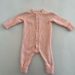 First Impressions Pink Baby Knit Button Up Romper 0-3M.